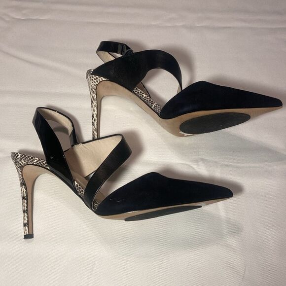 Louise et Cie Lo-Jerry Pointy Toe Slingback Pump Black with snake print Size 11 - Picture 2 of 12